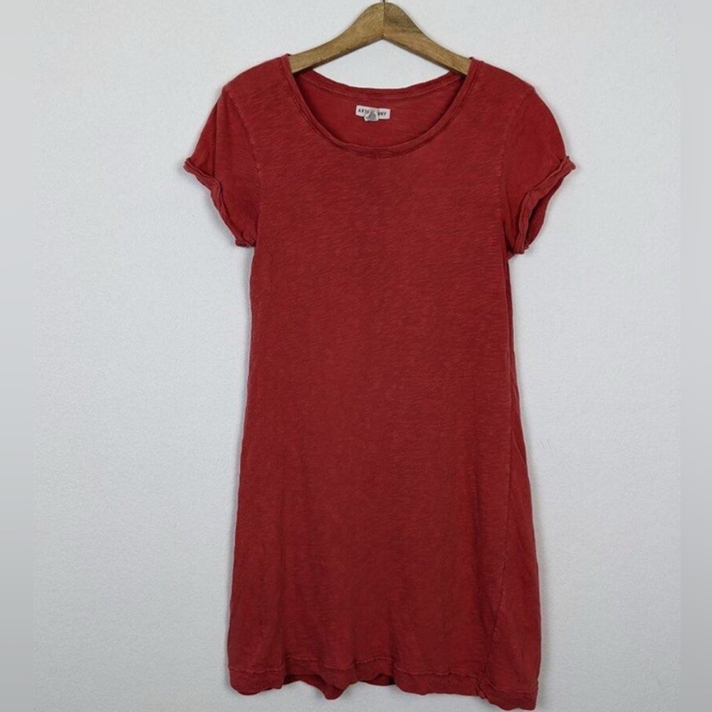 Artisan NY Washed Red Casual T Shirt Dress